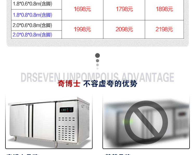 奇博士奶茶店操作臺商用冰柜冷藏柜保鮮平冷工作臺廚房冷凍柜冰箱